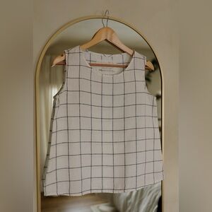 NWOT notPERFECTLINEN Checkered Top